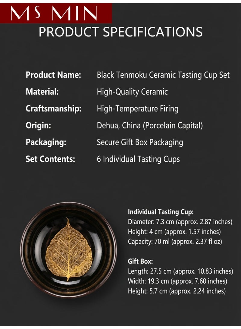 MS MIN Leaf Pattern Tea Cup Gift Set – 6-Piece Tea Bowl Set with Unique Botanical Designs - Image 5